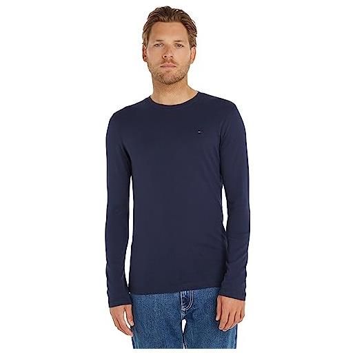 Tommy Jeans maglietta maniche lunghe uomo tjm original maniche lunghe, blu (black iris), m