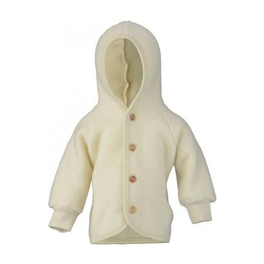Engel giacca baby con cappuccio in pile di lana - col. Ecrù