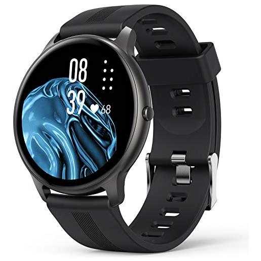 AGPTEK lw11 smartwatch uomo orologio fitness con 1.3 full touch, impermeabile ip68, cardiofrequenzimetro da polso, activity tracker sportivi contapassi controllo musica cronometro per android ios