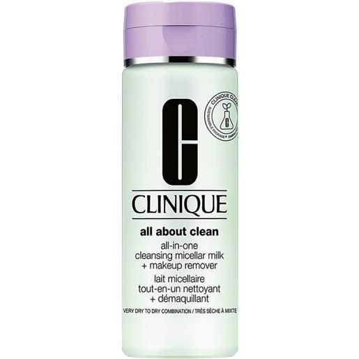 Clinique all about clean very dry to dry combination - latte micellare detergente struccante 200 ml