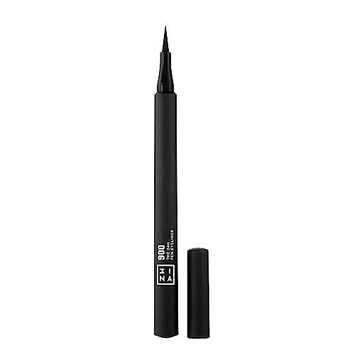 3ina makeup - the 24h pen eyeliner 900 - nero - eyeliner nero liquido matte - pennello preciso - alta pigmentazione per occhi sensibili - vegan - cruelty free