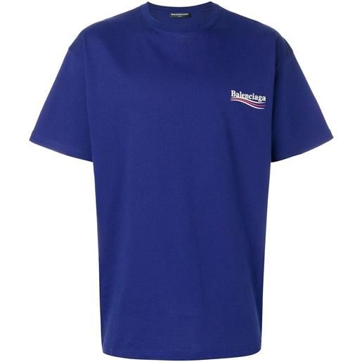 Balenciaga t-shirt oversize con stampa - blu