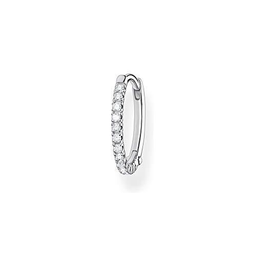 Thomas Sabo anello singolo da donna con pietre bianche in argento sterling 925, chiusura a clip, 1,40 cm, argento sterling
