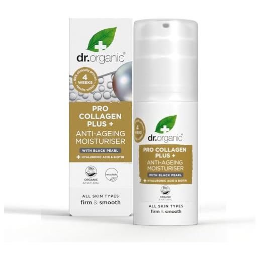 Dr. Organic | crema antienvejecimiento pro colágeno plus+ con perla negra | 50 ml