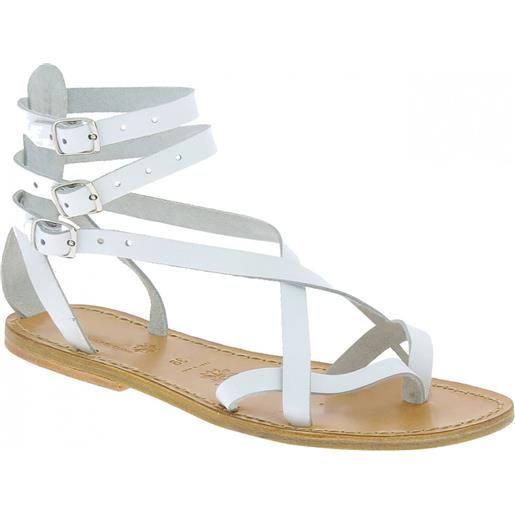 Gianluca - L'artigiano del cuoio sandali gladiatore fatti a mano in pelle colore bianco 564 d bianco