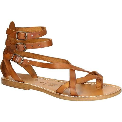 Gianluca - L'artigiano del cuoio sandali gladiator donna fatti a mano in pelle colore cuoio antico 564 d cuoio