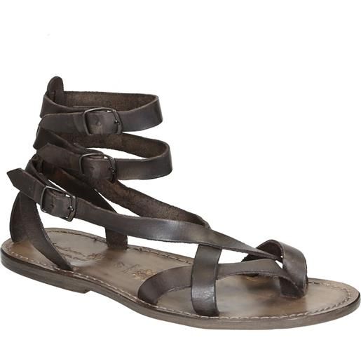 Gianluca - L'artigiano del cuoio sandalo gladiatore uomo in pelle color fango 564 u fango