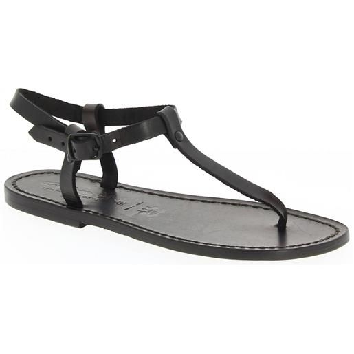 Gianluca - L'artigiano del cuoio sandali infradito fatti a mano in pelle nera 532 d nero
