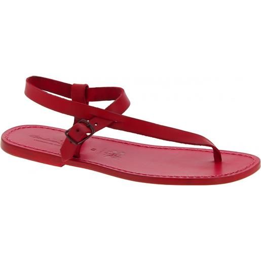 Gianluca - L'artigiano del cuoio sandali infradito in cuoio rosso fatti a mano 592 u rosso