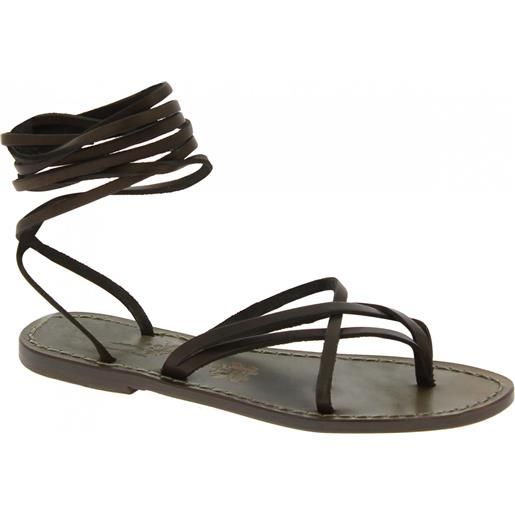 Gianluca - L'artigiano del cuoio sandali alla schiava artigianali in pelle color fango 514 d fango