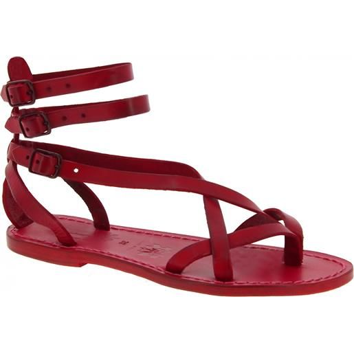 Gianluca - L'artigiano del cuoio sandali gladiatore donna in pelle rossa fatti a mano 564 d rosso