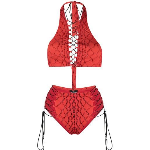 Noire Swimwear set bikini con stampa - rosso