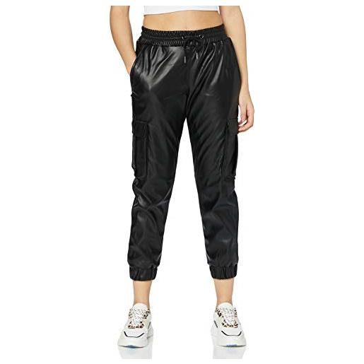 Urban Classics pantaloni cargo da donna in finta pelle donna, nero, xxl