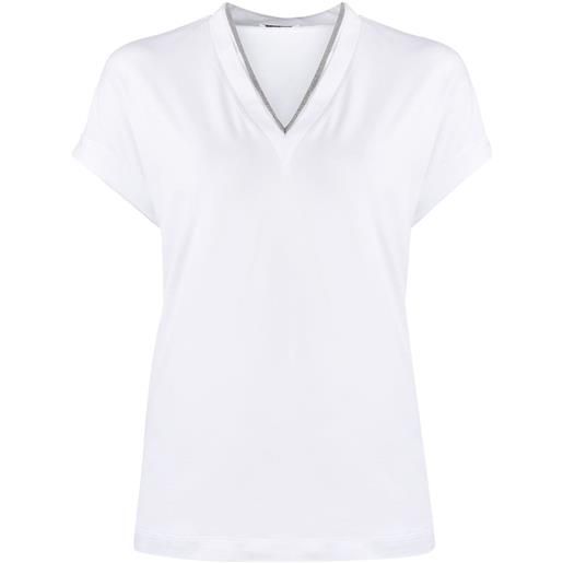 Brunello Cucinelli t-shirt con scollo a v - bianco