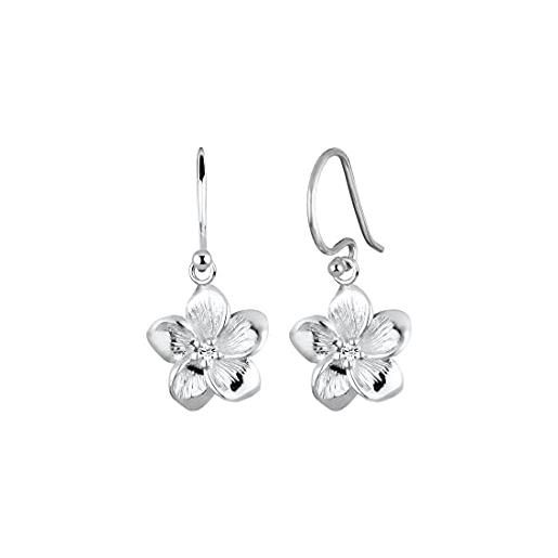 Elli orecchini donne orecchini pendenti fiore di frangipani ciondolo tendenza con cristallo in argento sterlino 925