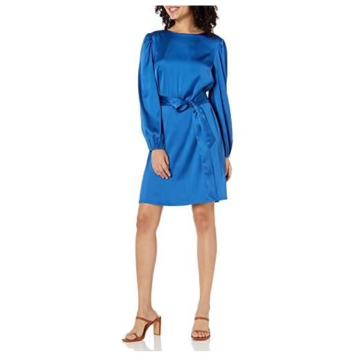 The Drop @shopdandy vestito elasticizzato in seta con cintura da donna, blu classico, s