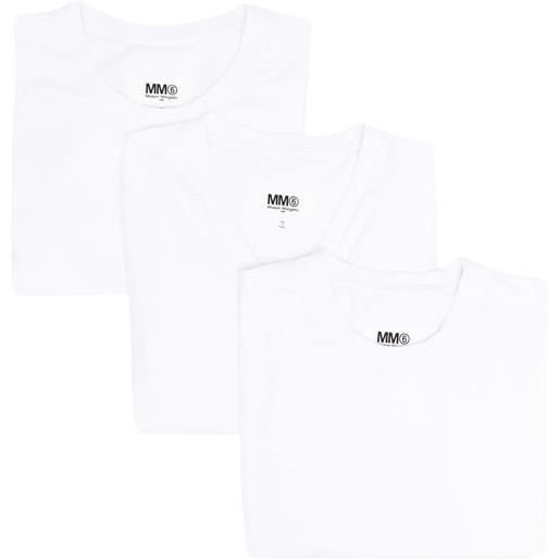 MM6 Maison Margiela set di 3 t-shirt a righe - bianco
