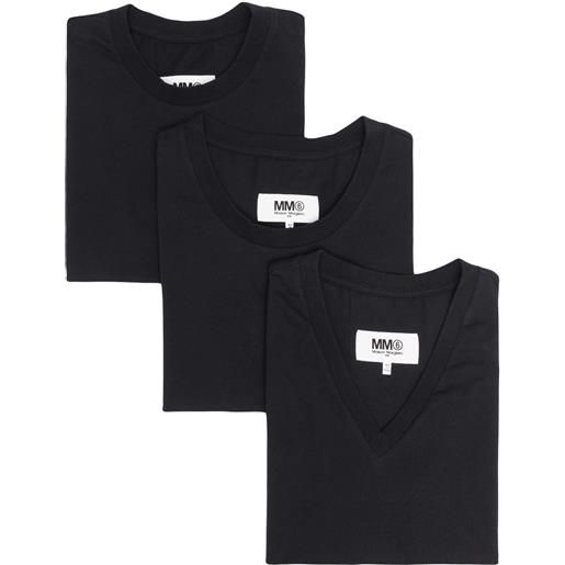 MM6 Maison Margiela set di 3 t-shirt a righe - nero