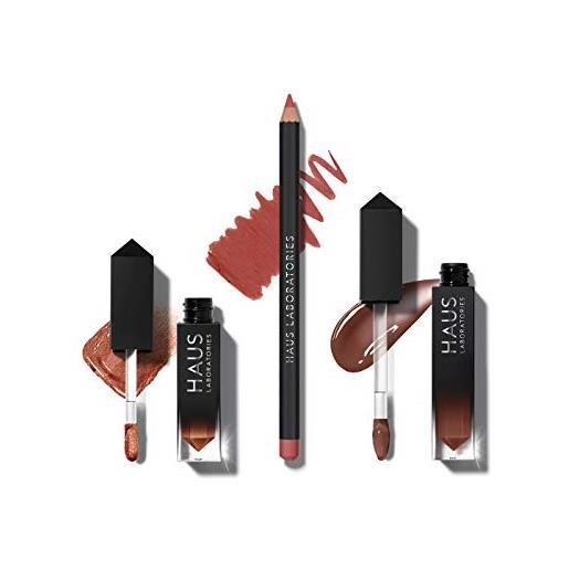 Haus laboratories by lady gaga: haus of collections, kit trucco in una pratica pochette che contiene ombretto fluido, matita labbra e lucidalabbra, disponibile in 13 varianti, prezioso set di 3 pezzi