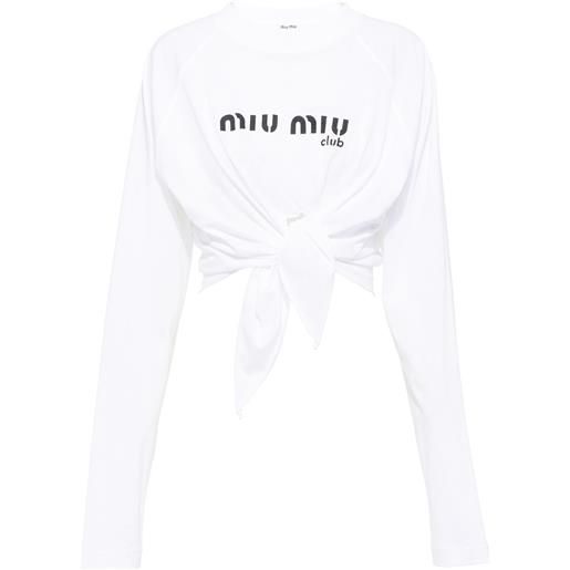 Miu Miu t-shirt crop con stampa - bianco