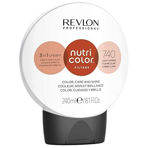 Revlon professional nutri color filters, maschera per capelli colorante 3 in 1, colore, trattamento e luminosità intensi (240ml), 740 rame chiaro