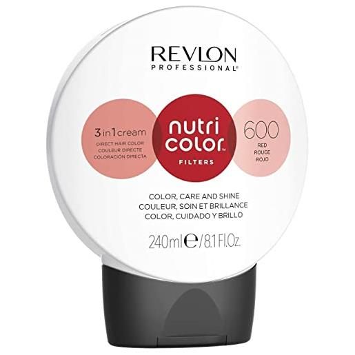Revlon professional nutri color filters, maschera per capelli colorante 3 in 1, colore, trattamento e luminosità intensi (240ml), 600 rosso