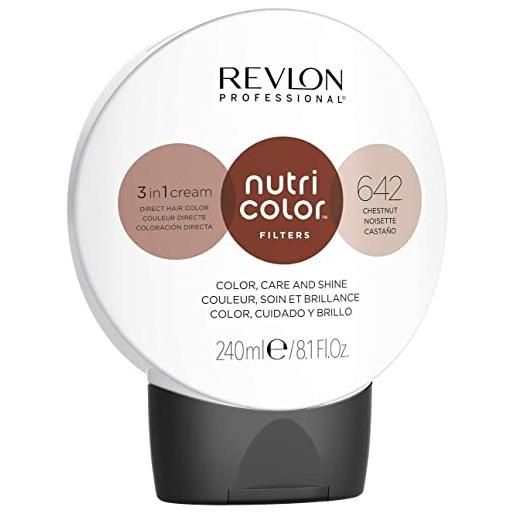 REVLON PROFESSIONAL nutri color filters maschera colorata capelli, protettiva, istantanea e multidimensionale, castagna - 240 ml