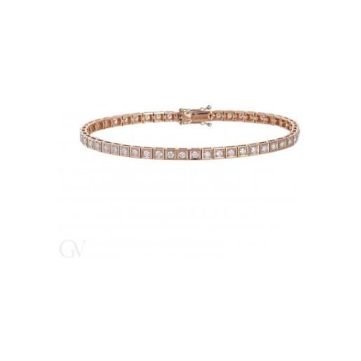 Gioielli di Valenza bracciale tennis in oro rosa 18k con diamanti