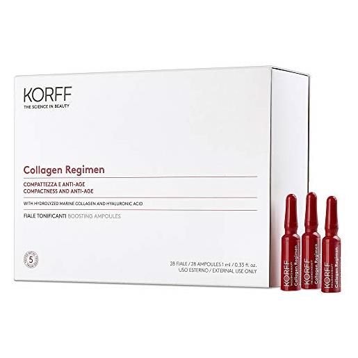 Korff collagen age filler fiale 28 giorni, antirughe tonificanti con collagene marino e acido ialuronico, 28 fiale monodose