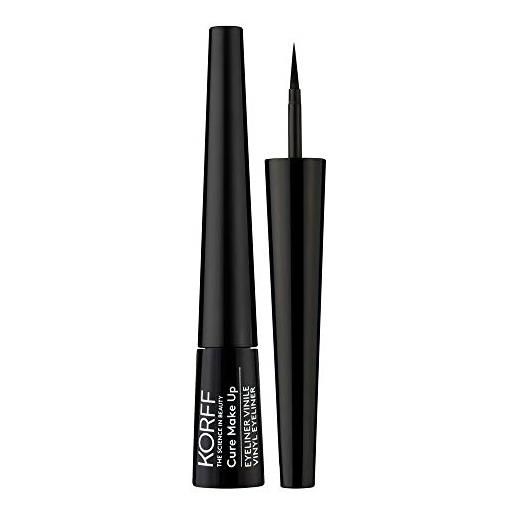 Korff eyeliner vinile waterproof, effetto extra black e brillante, tratto sottile, anti sbavatura e long lasting, black, 2,5ml