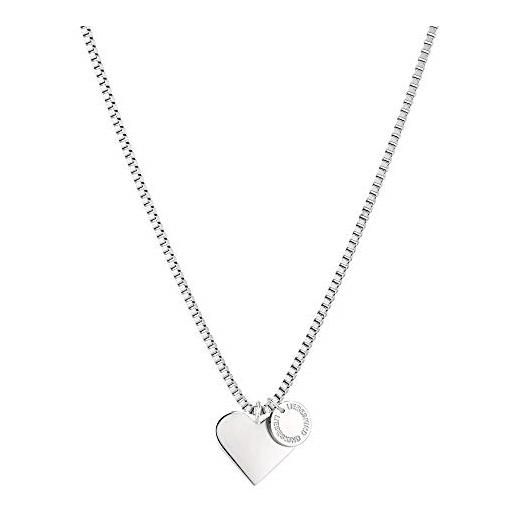 Liebeskind lj-0503-n-45, collana da donna in acciaio inossidabile a forma di cuore in argento, 45 cm, taglia unica