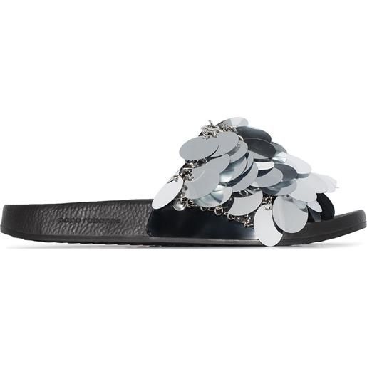 Rabanne sandali slides con paillettes - argento