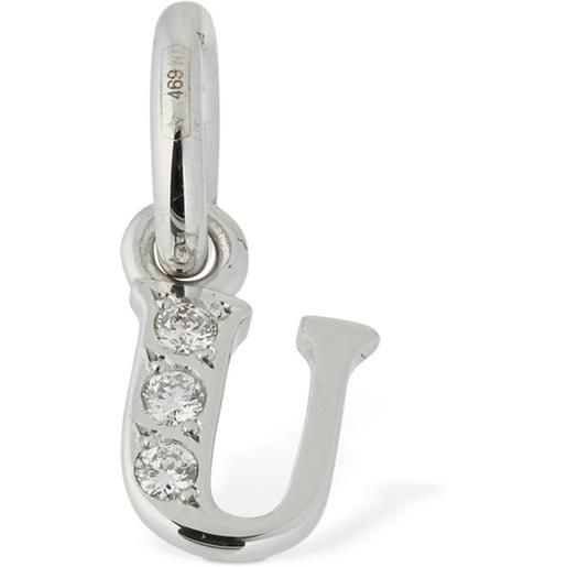 DODO charm "u" in oro bianco 18kt con diamanti