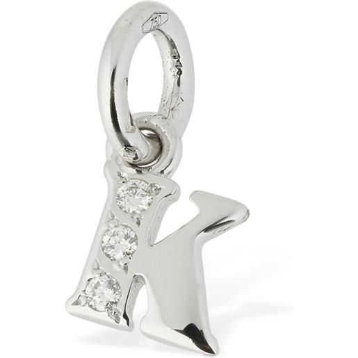 DODO charm "k" in oro bianco 18kt con diamanti