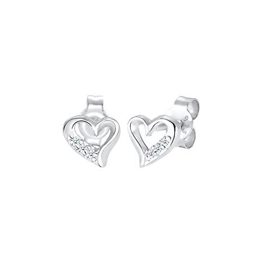 DIAMORE elli orecchini donne orecchini a perno cuore motivo elegante con diamante (0.06 ct. ) in argento sterlino 925