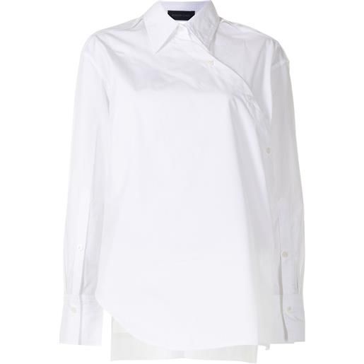 Eudon Choi camicia asimmetrica a portafoglio - bianco