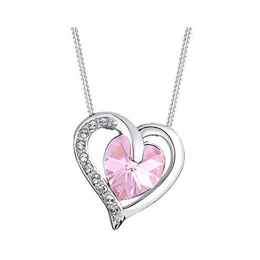 Elli collana con pendente da donna in argento con cristallo rosa, 45 cm