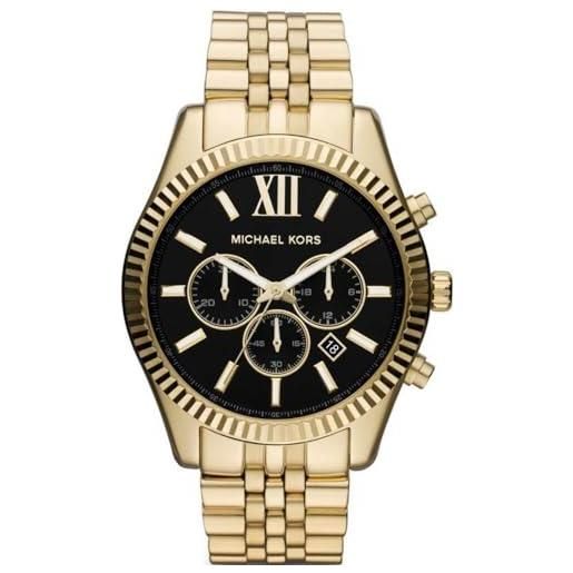 Michael Kors - orologio cronografo da uomo lexington con cinturino in acciaio inossidabile dorato mk8286