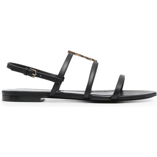 Saint Laurent sandali con suola piatta cassandra - nero
