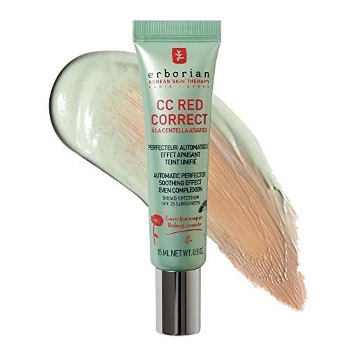Erborian - crema colorata antiarrossamento cc red correct - trattamento viso per il perfezionamento della pelle con correzione del colore - unified skin - spf 25 - korean cosmetics - 15 ml