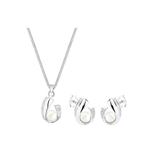 DIAMORE elli diamonds set di gioielli con perle d'acqua dolce e diamanti (0,04 ct. ) in argento sterling 925