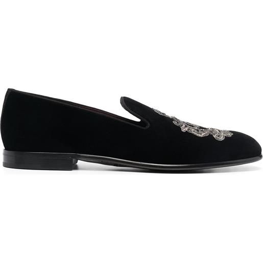 Dolce & Gabbana slippers leonardo con ricamo - nero