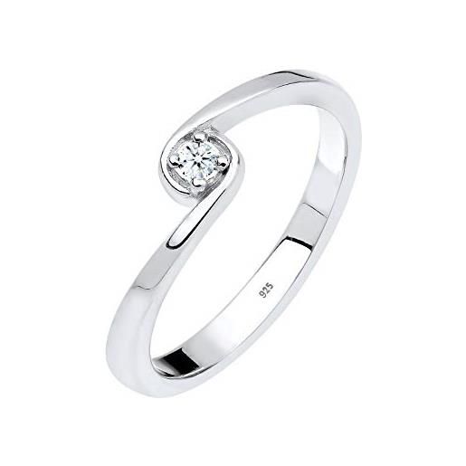 DIAMORE elli diamonds anello donne solitario di fidanzamento con diamante (0,03 ct. ) in argento sterling 925