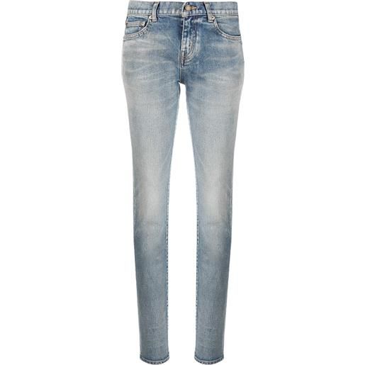 Saint Laurent jeans skinny a vita bassa - blu