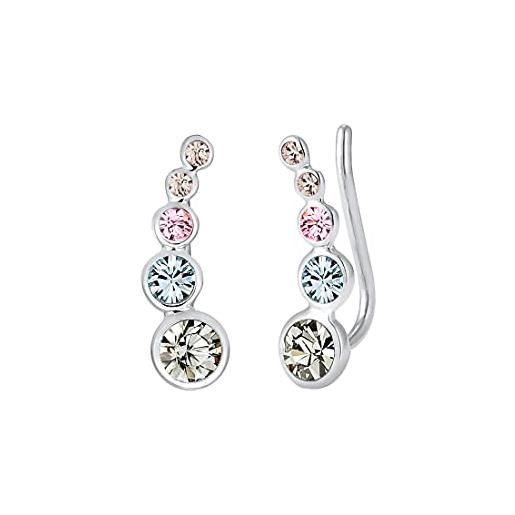 Elli orecchini donne clip per orecchio geo con cristalli in argento sterlino 925