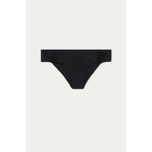 Tezenis bikini slip alto arriccio laterale tinta unita donna nero