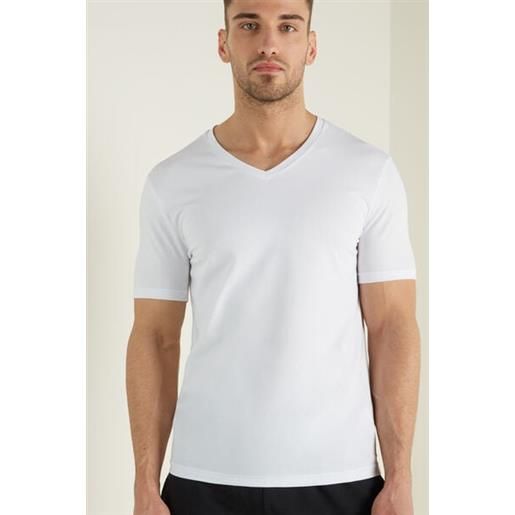 Tezenis t-shirt scollo a v in cotone elasticizzato uomo bianco