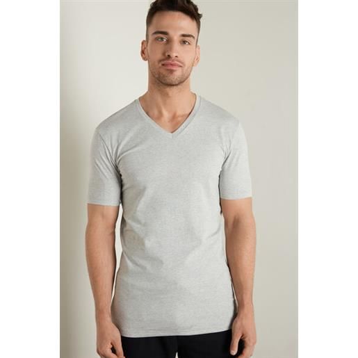 Tezenis t-shirt scollo a v in cotone elasticizzato uomo grigio