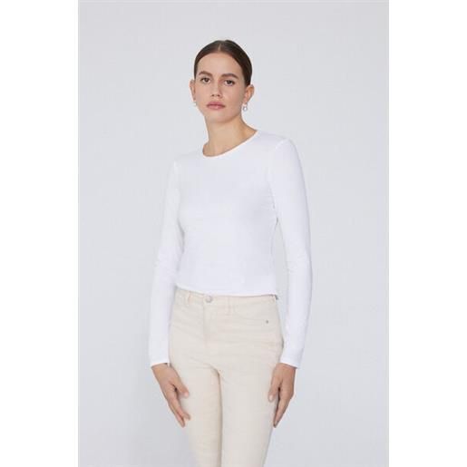 Tezenis maglia manica lunga girocollo cotone organico elasticizzato donna bianco