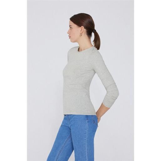 Tezenis maglia manica lunga girocollo cotone organico elasticizzato donna grigio